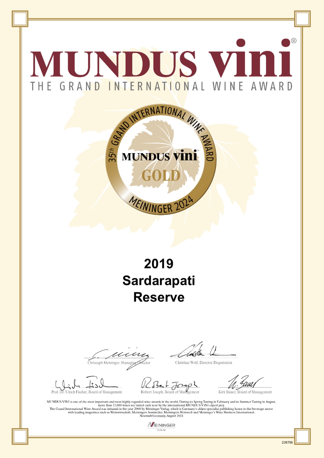 Voskeni Wines-ը ճանաչվել է MUNDUS Vini – THE GRAND INTERNATIONAL WINE AWARD-ում